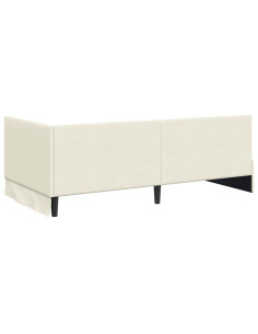 Cornice del letto ad angolo Crema 90 x 190 cm Velluto