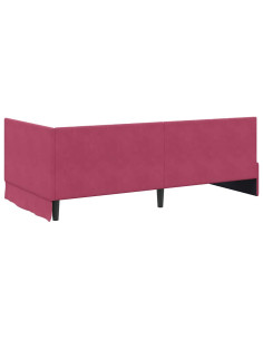 Cornice del letto ad angolo Rosso vino 100 x 200 cm Velluto