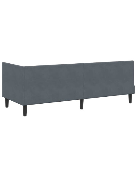 Cornice del letto ad angolo Grigio scuro 80 x 200 cm Velluto