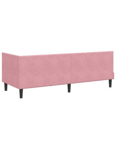 Cornice del letto ad angolo Rosa 80 x 200 cm Velluto
