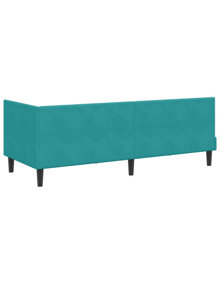 Cornice del letto ad angolo Turchese 80 x 200 cm Velluto