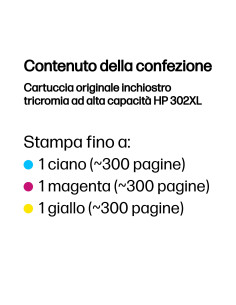 HP Cartuccia originale inchiostro tricromia ad alta capacità 302XL
