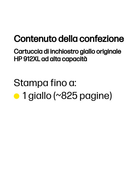 HP Cartuccia di inchiostro giallo originale 912XL ad alta capacità