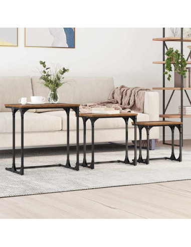 Tavolo da caffè nesting 3 pcs Legno vecchio 50.5 x 35 x 53 cm