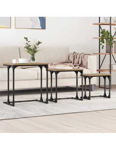 Tavolo da caffè nesting 3 pcs rovere artigianale