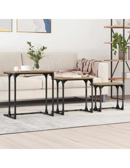 Tavolo da caffè nesting 3 pcs rovere artigianale