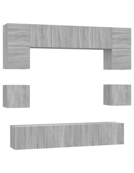 Set Mobili Porta TV 8pz Grigio Sonoma in Legno Multistrato