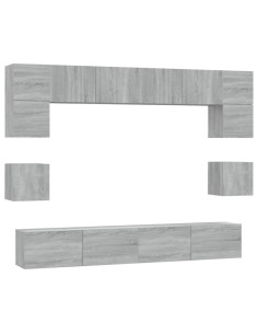 Set Mobili Porta TV 8pz Grigio Sonoma in Legno Multistrato 2