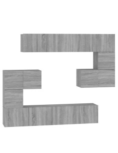 Mobile Porta TV a Parete Grigio Sonoma in Legno Multistrato 2