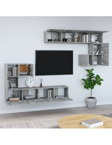 Mobile Porta TV a Parete Grigio Sonoma in Legno Multistrato