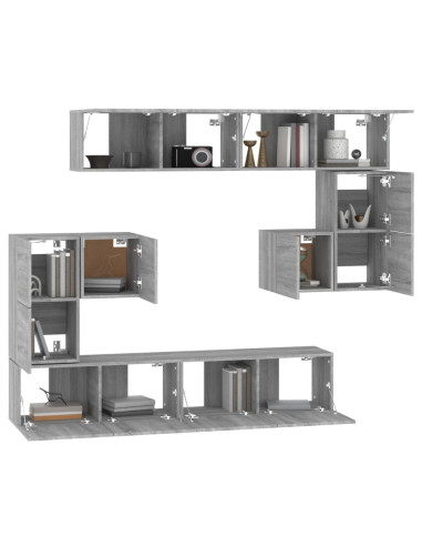 Mobile Porta TV a Parete Grigio Sonoma in Legno Multistrato