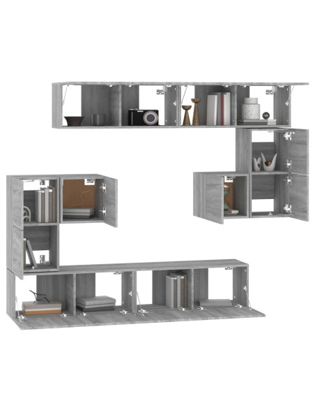 Mobile Porta TV a Parete Grigio Sonoma in Legno Multistrato