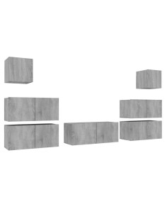 Set di Mobili Porta TV 7 pz Grigio Sonoma in Legno Multistrato 2