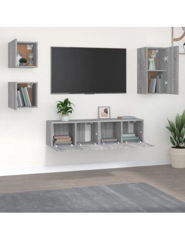 Set di Mobili Porta TV 5 pz Grigio Sonoma in Legno Multistrato
