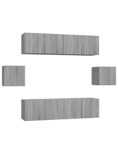 Set di Mobili Porta TV 6 pz Grigio Sonoma in Legno Multistrato 2