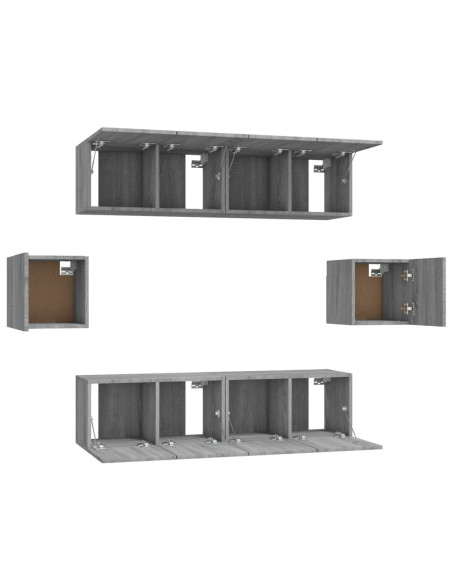 Set di Mobili Porta TV 6 pz Grigio Sonoma in Legno Multistrato