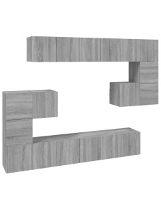Set Mobili Porta TV 10 pz Grigio Sonoma in Legno Multistrato 2
