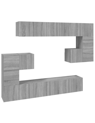 Set Mobili Porta TV 10 pz Grigio Sonoma in Legno Multistrato