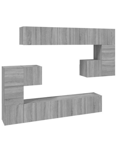 Set Mobili Porta TV 10 pz Grigio Sonoma in Legno Multistrato