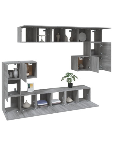 Set Mobili Porta TV 10 pz Grigio Sonoma in Legno Multistrato