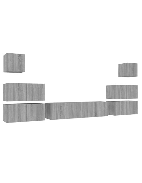 Set Mobili Porta TV 8pz Grigio Sonoma in Legno Multistrato