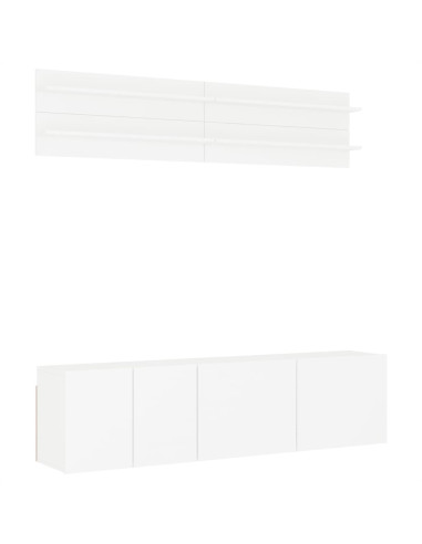 Mobili TV a Muro 6pz Bianchi in Legno Multistrato