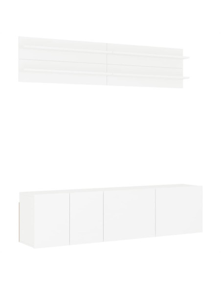 Mobili TV a Muro 6pz Bianchi in Legno Multistrato