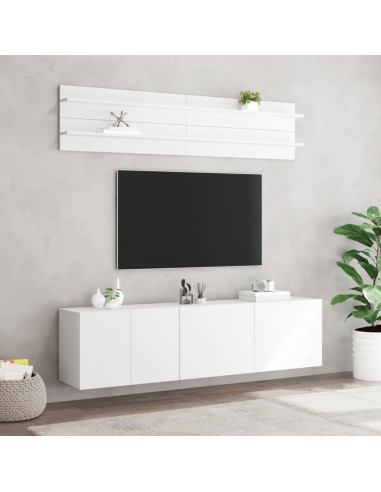 Mobili TV a Muro 6pz Bianchi in Legno Multistrato