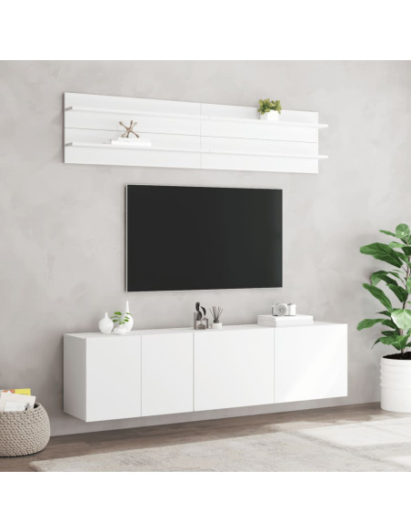 Mobili TV a Muro 6pz Bianchi in Legno Multistrato