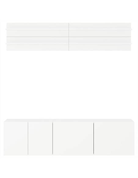 Mobili TV a Muro 6pz Bianchi in Legno Multistrato