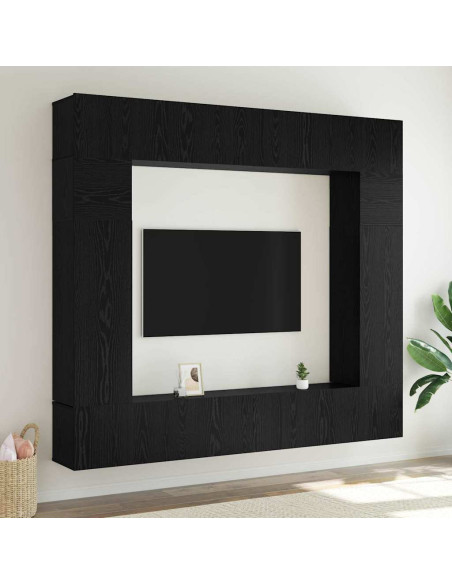 Set mobile TV 8 pcs Rovere nero 100 x 30 x 30 cm