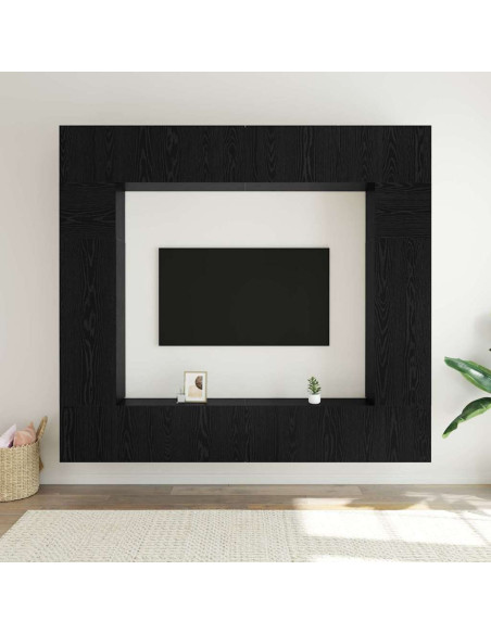 Set mobile TV 8 pcs Rovere nero 100 x 30 x 30 cm