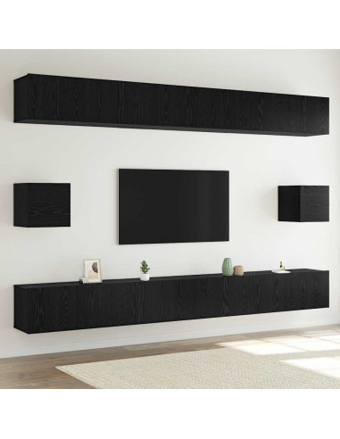 Set mobile TV 8 pcs Rovere nero 100 x 30 x 30 cm