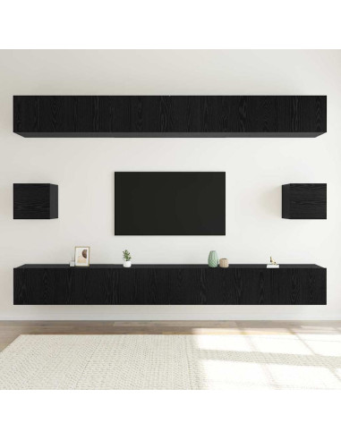 Set mobile TV 8 pcs Rovere nero 100 x 30 x 30 cm