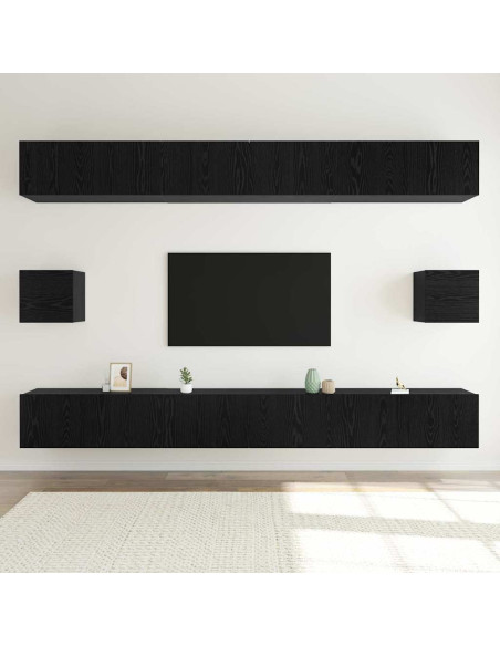 Set mobile TV 8 pcs Rovere nero 100 x 30 x 30 cm