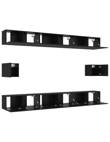 Set mobile TV 8 pcs Rovere nero 100 x 30 x 30 cm