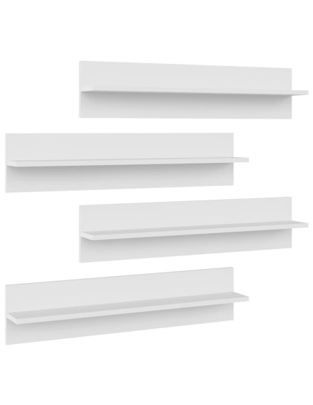 Mensole a Muro 4 pz Bianche 80x11,5x18 cm in Legno Multistrato