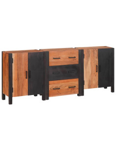 Credenza 3 pcs Marrone 55 x 30 x 75 cm Legno massello di acacia 2
