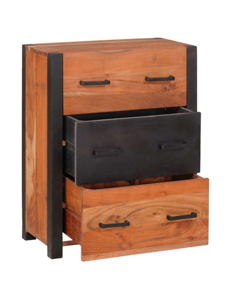 Credenza 3 pcs Marrone 55 x 30 x 75 cm Legno massello di acacia