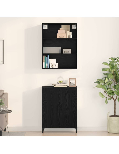 Credenza 2 pcs Rovere Nero 69.5 x 32.5 x 180 cm