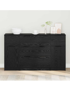 Credenza 3 pcs Rovere nero 121 x 30 x 70 cm Legno multistrato 2
