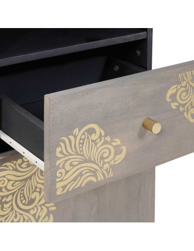 Credenza Grigio 38 x 33.5 x 160 cm Legno massello di mango