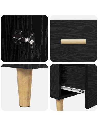 Credenza Rovere nero 34 x 69.5 x 90 cm Legno multistrato