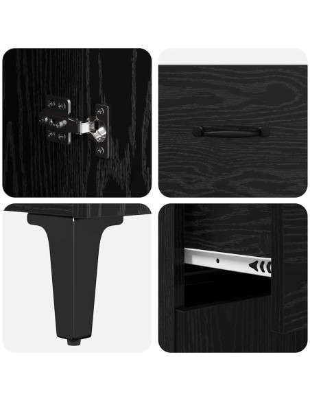 Credenza Rovere nero 34 x 69.5 x 90 cm Legno multistrato