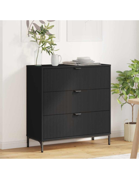 Credenza con cassetto Nero 79.5 x 33 x 82 cm Legno multistrato