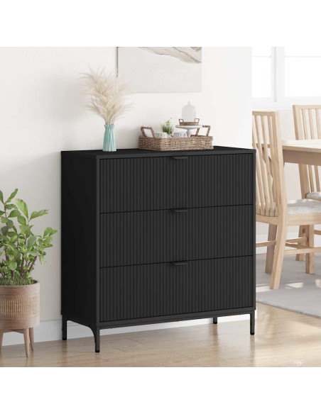 Credenza con cassetto Nero 79.5 x 33 x 82 cm Legno multistrato