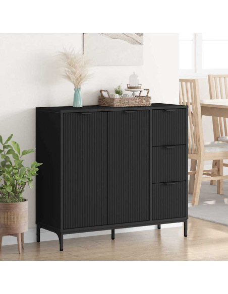 Credenza con cassetto Nero 89.5 x 33 x 82 cm Legno multistrato
