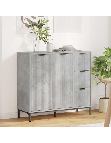 Credenza Grigio cemento 89.5 x 33 x 82 cm Legno multistrato