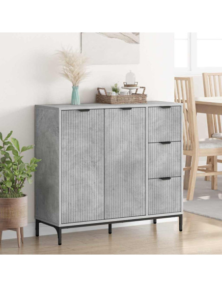 Credenza Grigio cemento 89.5 x 33 x 82 cm Legno multistrato
