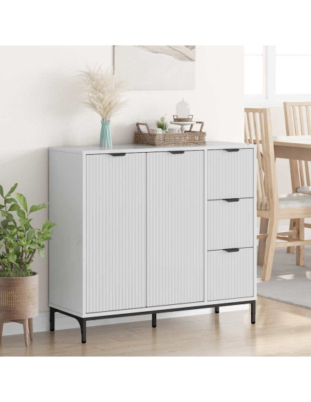 Credenza Bianco lucido 89.5 x 33 x 82 cm Legno multistrato